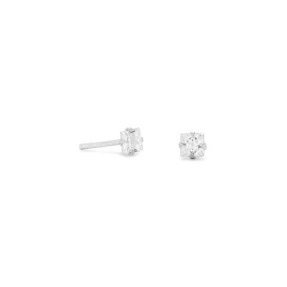 3mm CZ Square Earrings - Picture 1 of 3